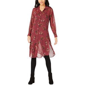 Project 28 Womens Flower Print Tunic Blouse, Red, L, DM